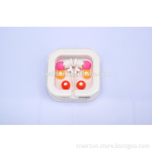 Colorful In-ear Earbud with Square Plastic Box